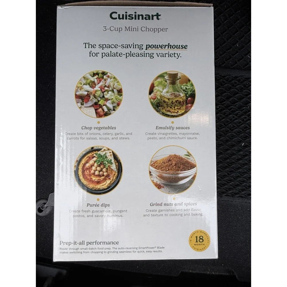 Cuisinart CCH-3 3-Cup Electric Mini Chopper White w/ Bowl & Blade